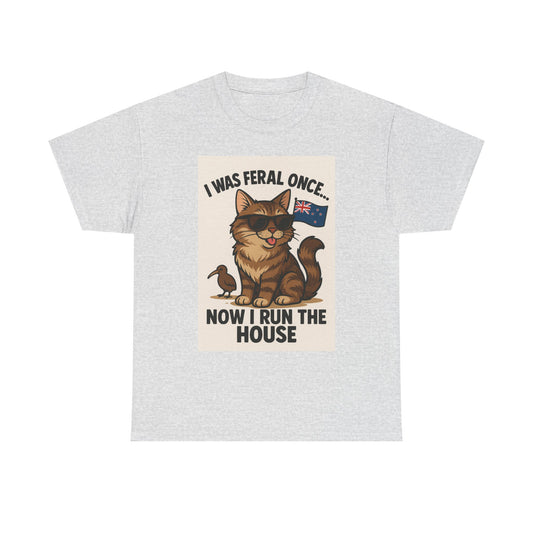 Whimsical Cat Tee - "I Was Feral Once... Now I Run the House" Shirt, Funny Cat Lover Gift, Pet Owner Humor, Unisex Cotton T-Shirt, [...]